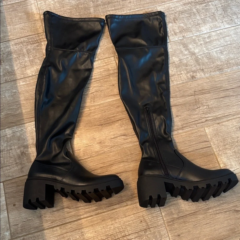 Black Lug Sole Over-The-Knee Boot- Never been Worn